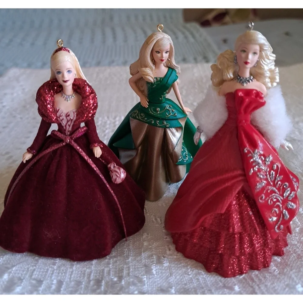 Bundle Of 3 Hallmark Keepsake Celebration Christmas Ornaments Barbie Dolls